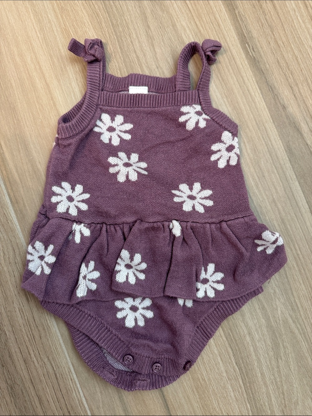 Knit Floral Ruffle Baby Romper